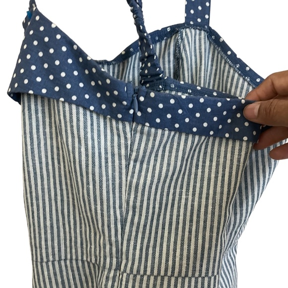 Anthropologie Doe&Rae Sz. L Halter Mini Dress Stripes side Zipper Linen/Cotton - Picture 11 of 15